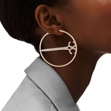 Load image into Gallery viewer, Gold Stone Scissor Hoops
