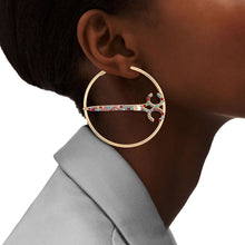 Load image into Gallery viewer, Multi Color Stone Scissor Hoops
