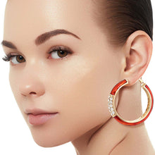 Load image into Gallery viewer, Burgundy and Gold Rhinestone Hoops
