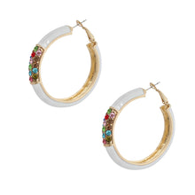 Load image into Gallery viewer, White and Gold Rhinestone Hoops
