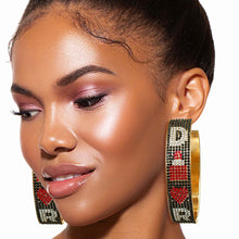 Load image into Gallery viewer, Black Red D Designer Wide Metal Hoops
