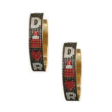 Load image into Gallery viewer, Black Red D Designer Wide Metal Hoops
