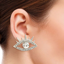 Load image into Gallery viewer, Silver Evil Eye Shaped Studs
