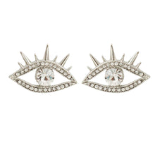 Load image into Gallery viewer, Silver Evil Eye Shaped Studs

