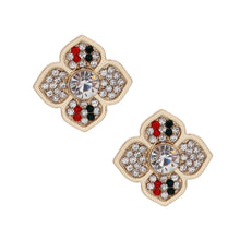Load image into Gallery viewer, Striped Luxury French Designer Flower Studs
