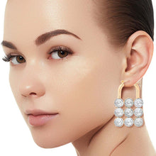 Load image into Gallery viewer, Gold Studded Lock Hoops
