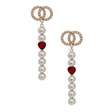 Load image into Gallery viewer, Gold Pearl Drop Heart Earrings
