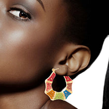 Load image into Gallery viewer, Multi Color Bling Bamboo Hoops
