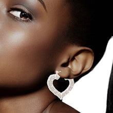 Load image into Gallery viewer, Silver Bling Heart Bamboo Hoops
