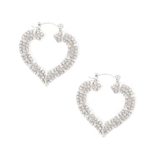 Load image into Gallery viewer, Silver Bling Heart Bamboo Hoops
