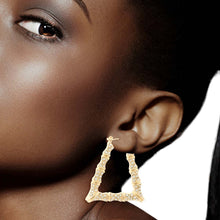 Load image into Gallery viewer, Gold Bling Trapezoid Bamboo Hoops
