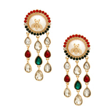 Load image into Gallery viewer, Vintage Look Red and Green Bee Earrings

