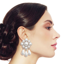 Load image into Gallery viewer, White Pearl Antique Flower Studs
