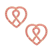 Load image into Gallery viewer, Pink Ribbon Pink Heart Studs
