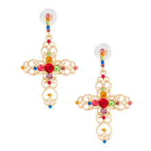 Load image into Gallery viewer, Multi Filigree Cross Earrings
