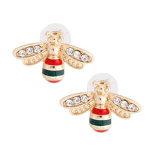 Load image into Gallery viewer, Striped Bee Gold Studs
