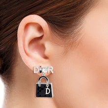 Load image into Gallery viewer, Black Dangle Handbag Earrings
