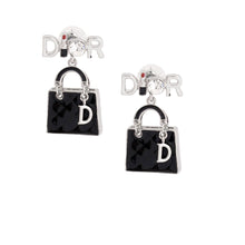 Load image into Gallery viewer, Black Dangle Handbag Earrings
