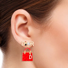 Load image into Gallery viewer, Red Dangle Handbag Earrings
