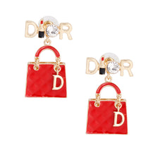 Load image into Gallery viewer, Red Dangle Handbag Earrings
