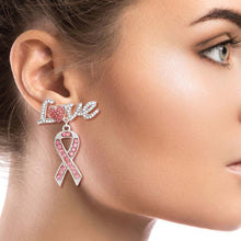 Load image into Gallery viewer, Silver Love Heart Ribbon Earrings
