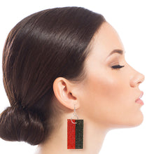 Load image into Gallery viewer, Designer Style Silver Stripe Stone Earrings
