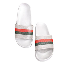 Load image into Gallery viewer, Size 11 Designer Silver Slides
