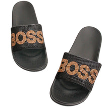 Load image into Gallery viewer, Size 12 BOSS Black Slides
