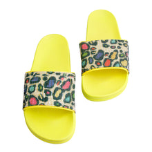 Load image into Gallery viewer, Size 9 Leopard Yellow Slides
