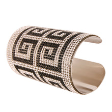 Load image into Gallery viewer, Versace Style Silver and Black Cuff
