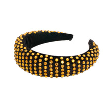Load image into Gallery viewer, Gold Rhinestone Black Puffy Headband
