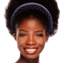 Load image into Gallery viewer, Navy Velvet Silver Stud Headband
