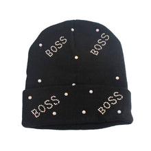 Load image into Gallery viewer, Black Bling Boss Beanie
