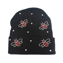 Load image into Gallery viewer, Black Bling Bee Beanie
