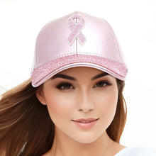 Load image into Gallery viewer, Pink Leather Pink Ribbon Hat
