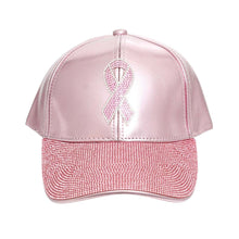 Load image into Gallery viewer, Pink Leather Pink Ribbon Hat
