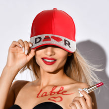Load image into Gallery viewer, Red Designer D Visor Hat
