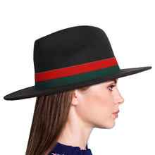 Load image into Gallery viewer, Black Felt Stripe Fedora
