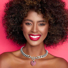 Load image into Gallery viewer, Pink Heart Silver Chain
