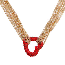 Load image into Gallery viewer, Red Pave Heart Multi Chain Necklace
