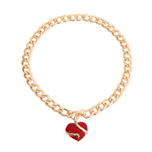 Load image into Gallery viewer, Red Rhinestone Snake Heart Necklace
