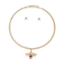 Load image into Gallery viewer, Striped Bee Gold Chain Necklace
