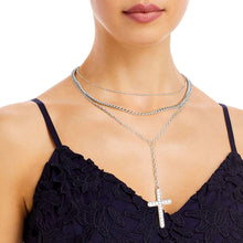 Load image into Gallery viewer, Silver Triple Chain Cross Set
