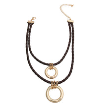 Load image into Gallery viewer, Dark Brown Leather Ring Necklace
