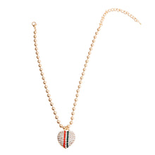 Load image into Gallery viewer, Designer Style Stripe Heart Gold Ball Necklace
