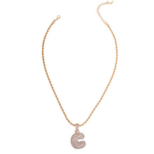 Load image into Gallery viewer, C Rhinestone Gold Necklace
