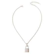 Load image into Gallery viewer, Silver Rhinestone Lock Necklace
