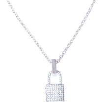 Load image into Gallery viewer, Silver Rhinestone Lock Necklace
