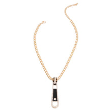 Load image into Gallery viewer, Black Gold Zipper Pendant Necklace
