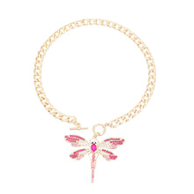 Load image into Gallery viewer, Pink Dragonfly Toggle Necklace
